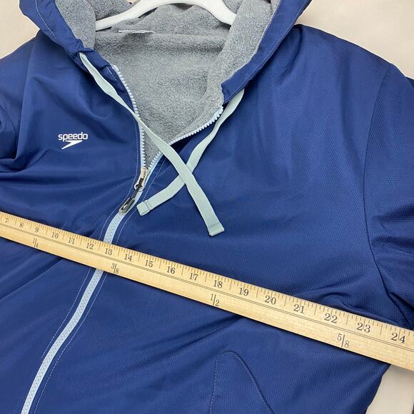 SPEEDO Navy Parka Fleece Lined Hooded Knee Length Unisex M Swimming Jacket - Picture 7 of 9